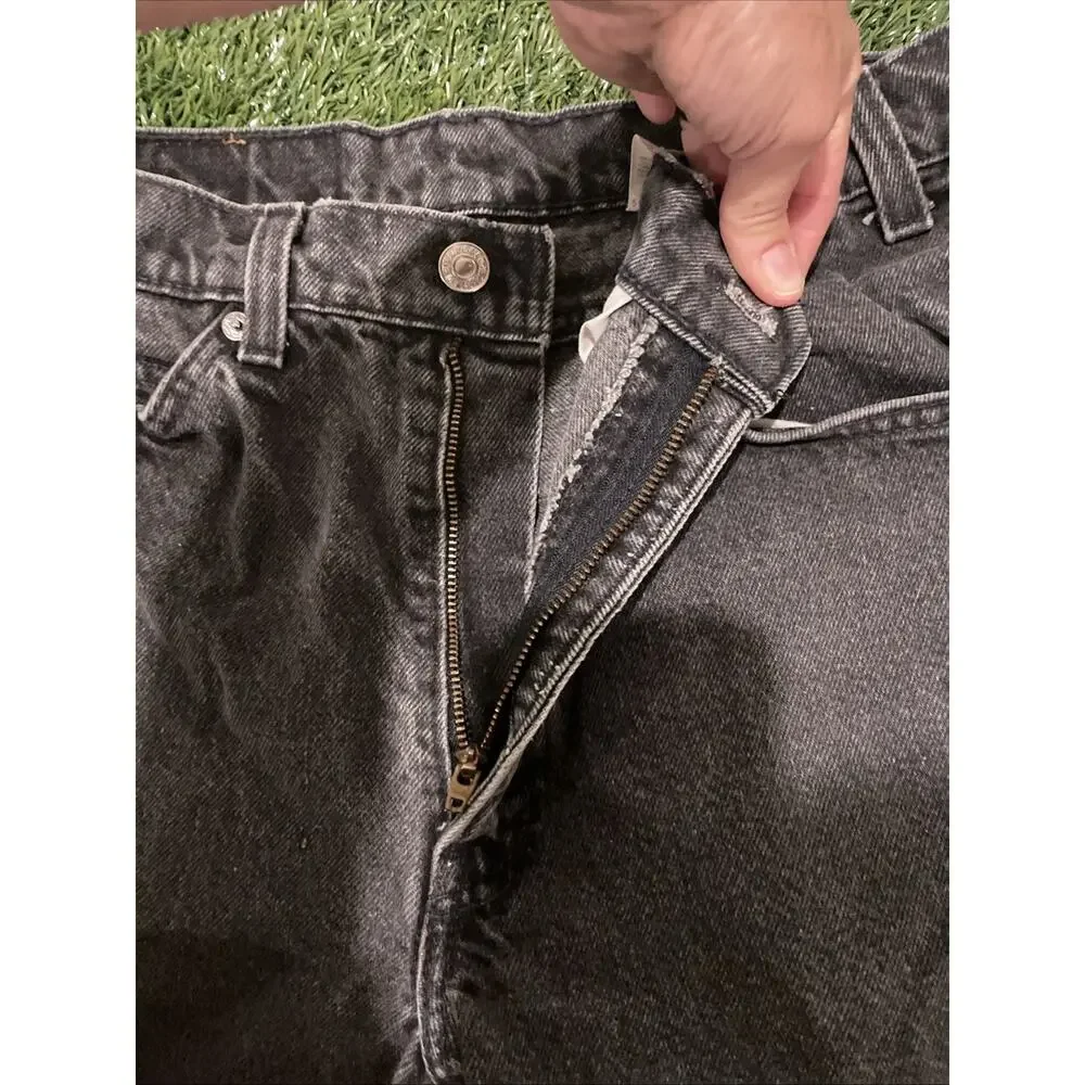 Vintage 90s Levis 505 Orange Tab Black Jeans Made In USA 32x30 Faded Charcoal